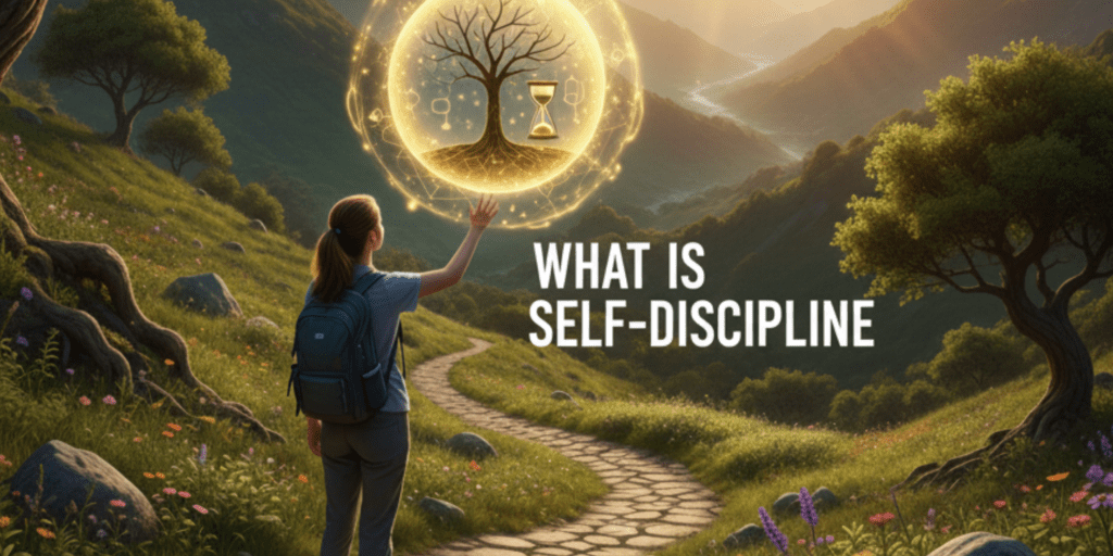 Self-discipline concept illustration showing focused mindset